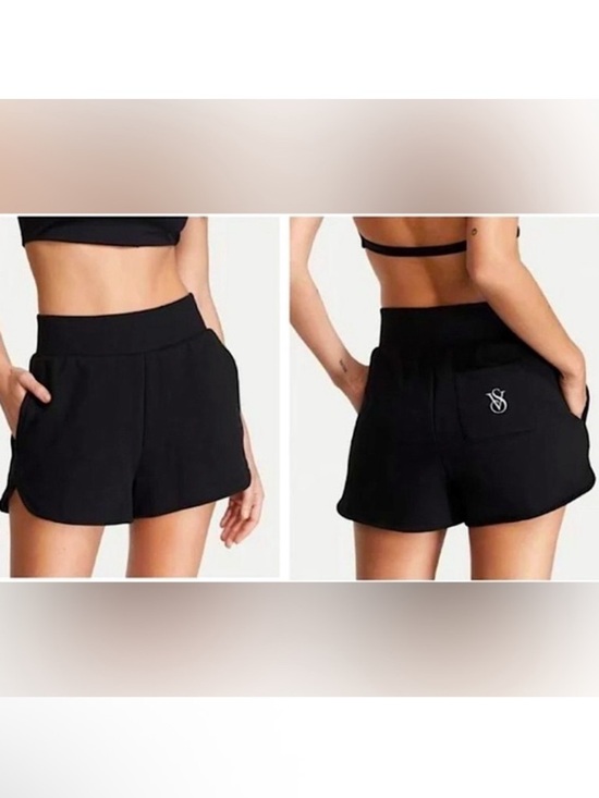 Victoria's Secret Pants - NWT Victoria's Secret Black Athletic Shorts On Point Cotton Fleece High Waist